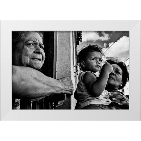 Three Generations White Modern Wood Framed Art Print by Naor, Orna