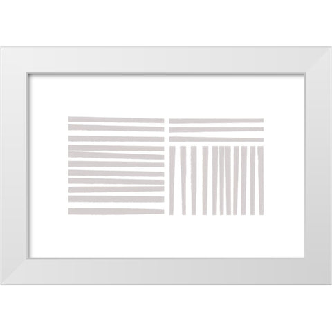 Calming Lines No 4 White Modern Wood Framed Art Print by uplusmestudio