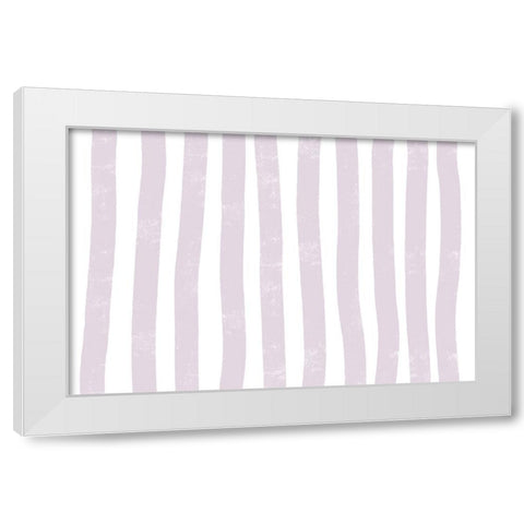Lilac Lines White Modern Wood Framed Art Print by uplusmestudio