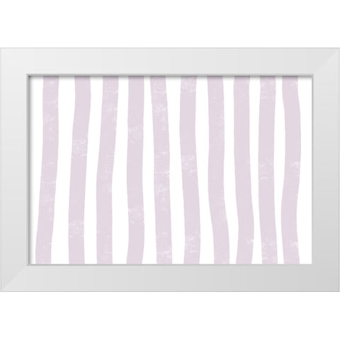 Lilac Lines White Modern Wood Framed Art Print by uplusmestudio