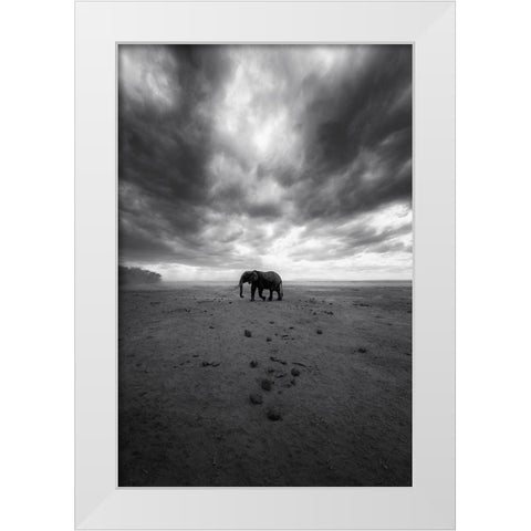 Amboseli White Modern Wood Framed Art Print by Swapnil