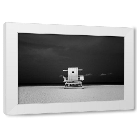 A different Miami Beach at Night White Modern Wood Framed Art Print by Peralta, Adrian