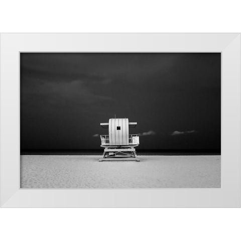 A different Miami Beach at Night White Modern Wood Framed Art Print by Peralta, Adrian