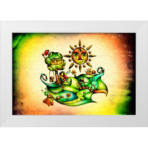 Fairy-tale rest under the time tree White Modern Wood Framed Art Print by Kulik, Rafal