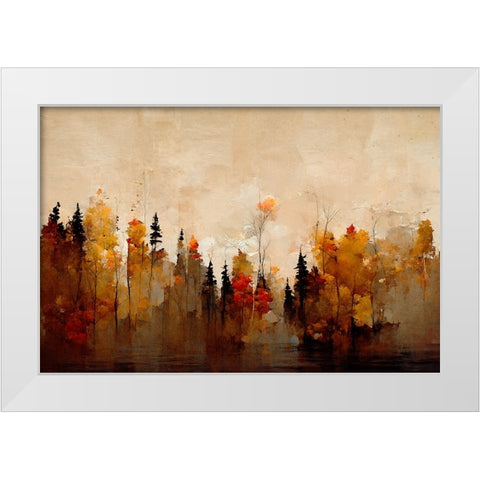 A Forest In Autumn White Modern Wood Framed Art Print by Treechild