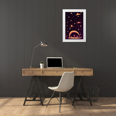 A Galactic Dream White Modern Wood Framed Art Print by Treechild