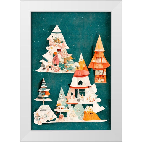 A Paper Village White Modern Wood Framed Art Print by Treechild