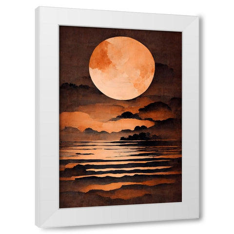 Full Moon White Modern Wood Framed Art Print by Treechild
