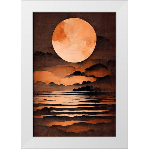 Full Moon White Modern Wood Framed Art Print by Treechild