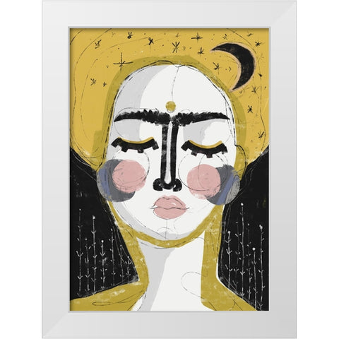 The Goddess Of The Night White Modern Wood Framed Art Print by Treechild