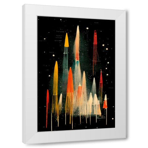 Rockets White Modern Wood Framed Art Print by Treechild