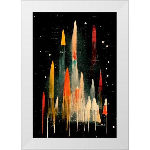 Rockets White Modern Wood Framed Art Print by Treechild