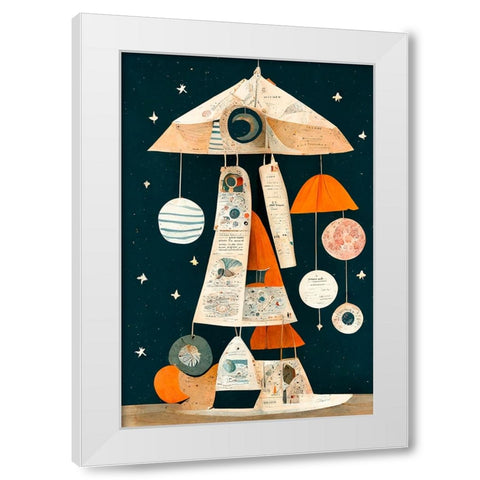 Ufo Mobile White Modern Wood Framed Art Print by Treechild