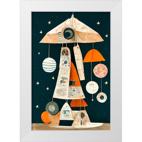 Ufo Mobile White Modern Wood Framed Art Print by Treechild