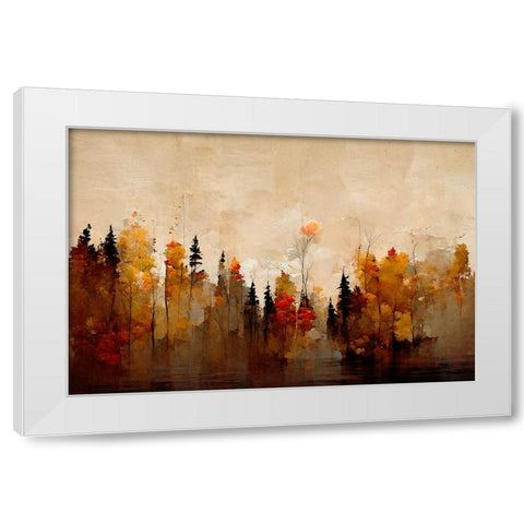 A Forest In Autumn White Modern Wood Framed Art Print by Treechild