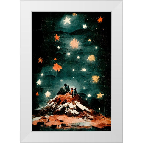 Night Of The Stars White Modern Wood Framed Art Print by Treechild