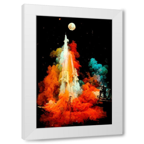 The Launch White Modern Wood Framed Art Print by Treechild