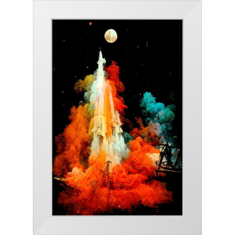 The Launch White Modern Wood Framed Art Print by Treechild