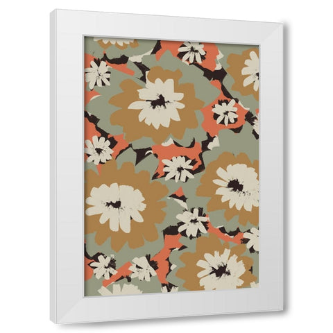 Big Pastel Flowers White Modern Wood Framed Art Print by Treechild
