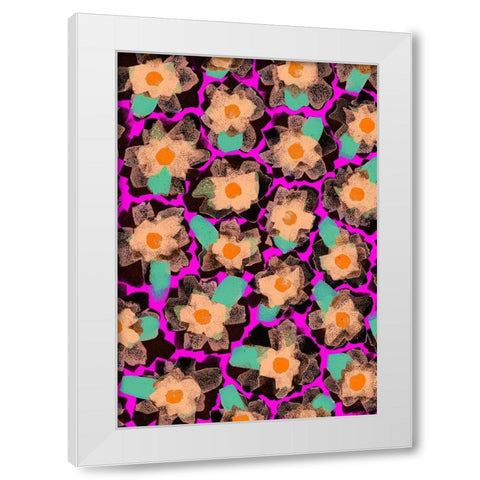 Funky Blossoms White Modern Wood Framed Art Print by Treechild