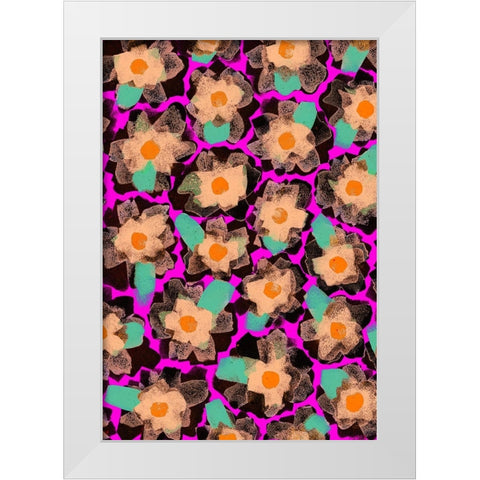 Funky Blossoms White Modern Wood Framed Art Print by Treechild