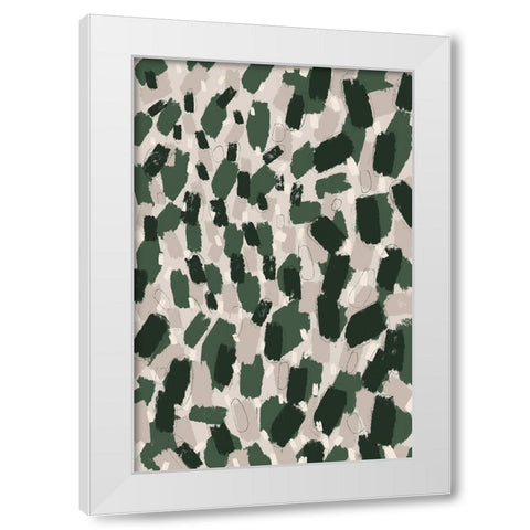 Green Dabs White Modern Wood Framed Art Print by Treechild