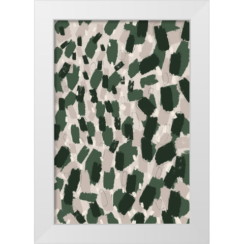 Green Dabs White Modern Wood Framed Art Print by Treechild