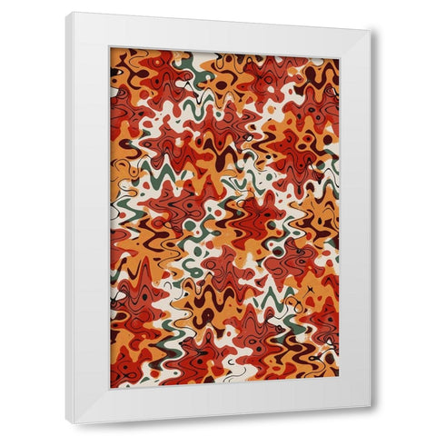 Liquid Red Orange Pattern White Modern Wood Framed Art Print by Treechild