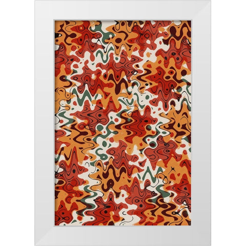 Liquid Red Orange Pattern White Modern Wood Framed Art Print by Treechild