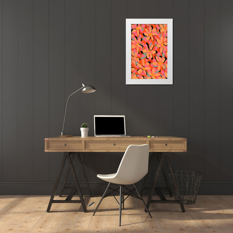 Yellow Flower Pattern White Modern Wood Framed Art Print by Treechild