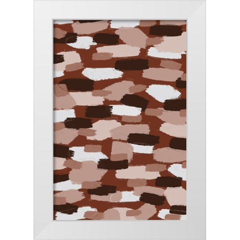 Brown Beige Strokes White Modern Wood Framed Art Print by Treechild