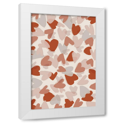 Pastel Hearts White Modern Wood Framed Art Print by Treechild