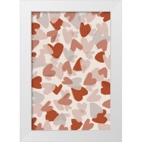 Pastel Hearts White Modern Wood Framed Art Print by Treechild