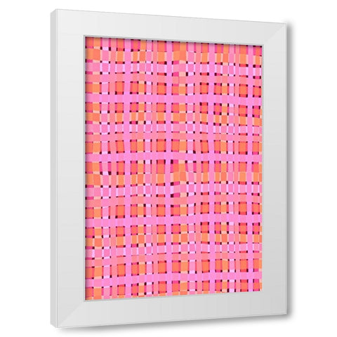 Pink Plaid White Modern Wood Framed Art Print by Treechild