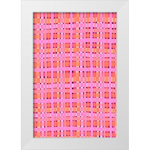 Pink Plaid White Modern Wood Framed Art Print by Treechild