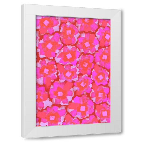Cute Pink Blossom Pattern White Modern Wood Framed Art Print by Treechild