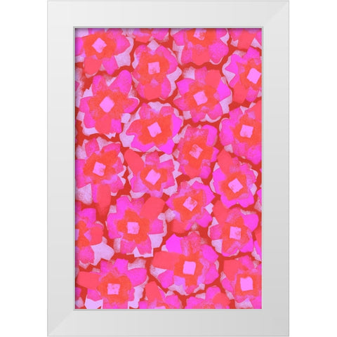 Cute Pink Blossom Pattern White Modern Wood Framed Art Print by Treechild
