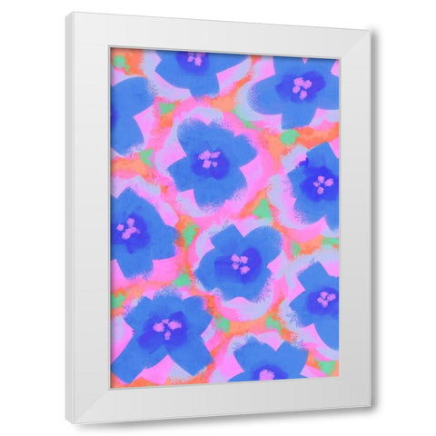 Purple Flowers Pattern White Modern Wood Framed Art Print by Treechild