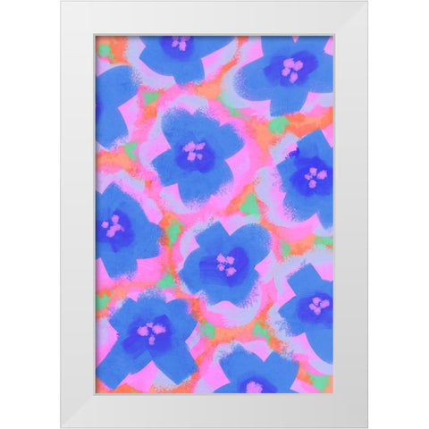 Purple Flowers Pattern White Modern Wood Framed Art Print by Treechild