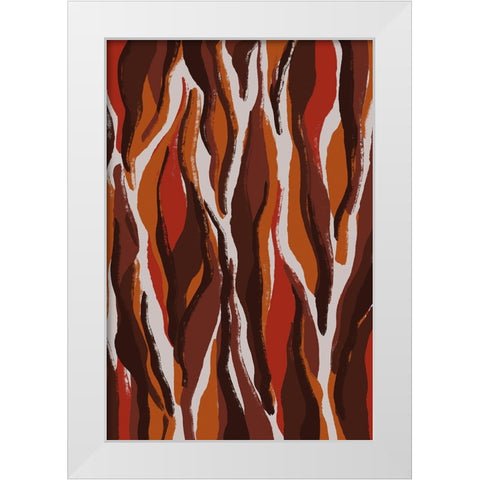 Earthy Tiger Pattern White Modern Wood Framed Art Print by Treechild