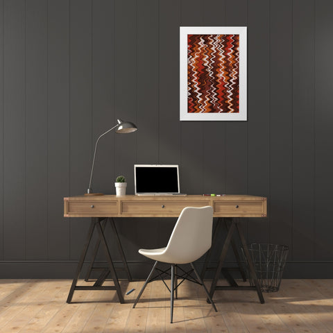 Earthy Color Zig Zag Pattern White Modern Wood Framed Art Print by Treechild