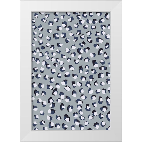 Little White Blue Brush Strokes White Modern Wood Framed Art Print by Treechild
