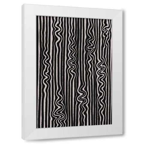 Waves in Stripes Pattern White Modern Wood Framed Art Print by Treechild