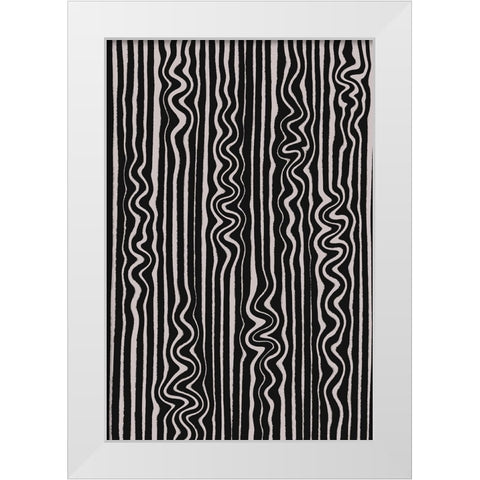 Waves in Stripes Pattern White Modern Wood Framed Art Print by Treechild