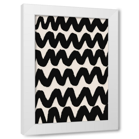 Thick Waves Pattern White Modern Wood Framed Art Print by Treechild
