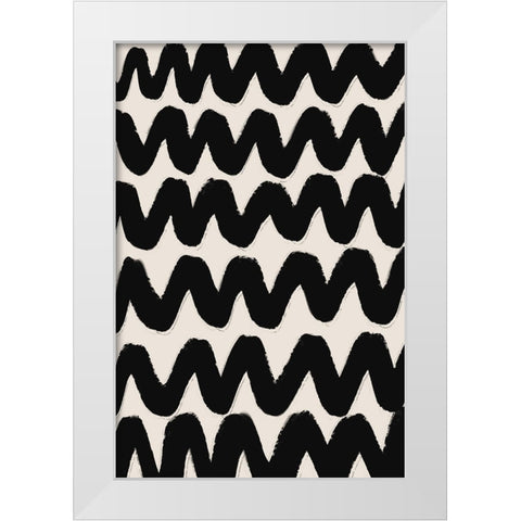 Thick Waves Pattern White Modern Wood Framed Art Print by Treechild