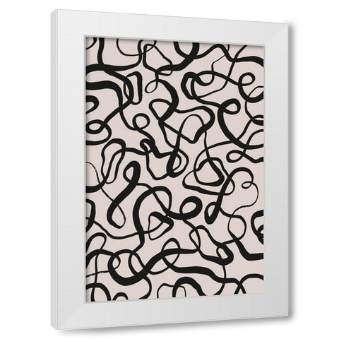Simple Black Loops Pattern White Modern Wood Framed Art Print by Treechild