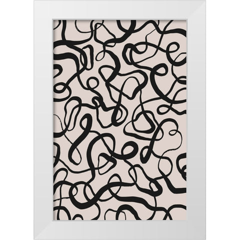 Simple Black Loops Pattern White Modern Wood Framed Art Print by Treechild