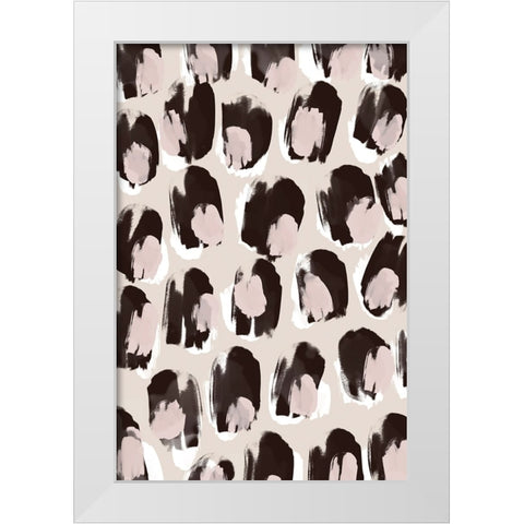 Big Brown And Beige Dots White Modern Wood Framed Art Print by Treechild