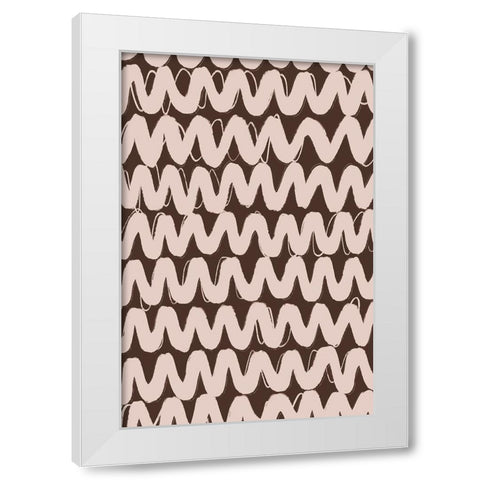 Big Beige ZigZag Pattern White Modern Wood Framed Art Print by Treechild